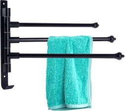 Drejelig håndklædeholder i aluminium til badeværelse, sort, 30 cm