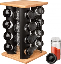 Drejeligt krydderistativ med 16 glas Black