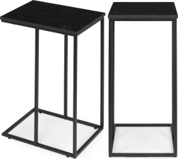 C-formet sidebord til bærbar computer med marmoreffekt fra ModernHome