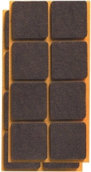 Selvklæbende filtpuder til møbelben 25 × 25 mm, brune (16 stk.)