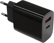 Vægoplader 20 W med USB‑C og USB‑A med Power Delivery, sort