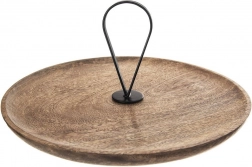 Træetagefad af mangotræ 30,5 cm med metalhåndtag