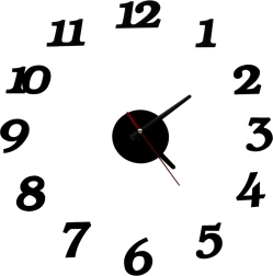 Selvklæbende vægur DIY – sort, justerbart 12-timers