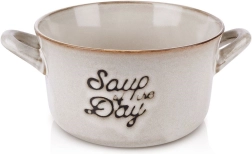 Keramisk suppeskål med hanke 600 ml – grå