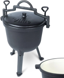 Jernkedel med emalje på ben med låg 8 l VILDE CAST LINE