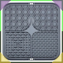 Silikone slikkemåtte til hunde og katte, antistress og langsom fodring, grå 20 × 20 cm