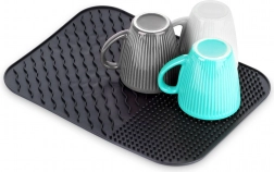 Silikone drypmåtte til service, sort 34 × 26,5 cm