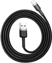 Opladnings- og datakabel Lightning USB 1 m 2,4 A Baseus Cafule grå-sort