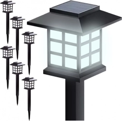 Solcelle havelamper GARDLOV, sæt med 6 stk., kold hvid, amorf panel