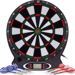 Elektronisk dartskive med LCD, 38 cm, 18 spil, sæt med 6 pile