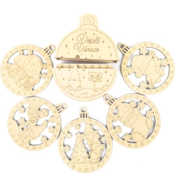 Juletræspynt i træ nisse, sæt med 5 stk i gaveæske