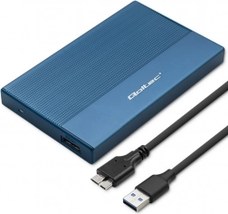 Aluminiumsboks til 2,5" SSD/HDD SATA med USB 3.0, 5 Gb/s, 2 TB – blå
