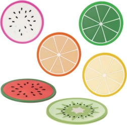 Sæt silikone-coasters frugt 8,5 cm, 6 stk.