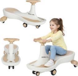 Gravitationsløbecykel til børn Swing Fix S4 med LED-hjul og musik – Beige-hvid