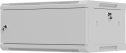 Vægmonteret 19" rackskab 4U 600 × 450 mm, grå, metaldør, LANBERG WF01 (flat pack)