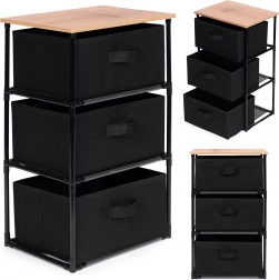 Trepidset tekstilopbevaringsreol, sort, ModernHome