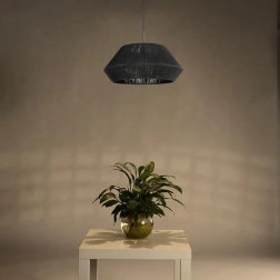 hængelampe i natur rattan 50 cm, sort