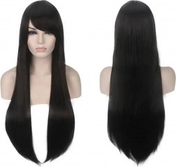 Lang sort cosplay paryk 80 cm