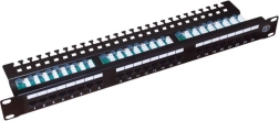 Patchpanel UTP Cat 5e, 24 porte, LSA, 1U med hylde