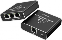 Ethernet splitter mini-switch 1x3 RJ45 1000 Mb/s USB-C i aluminium