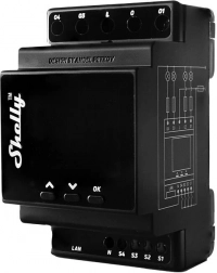 Relæ Shelly Pro 4PM med effektmåling og Wi‑Fi-forbindelse