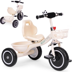 Børnetrehjulet cykel med kurv og klokke, beige, ECOTOYS