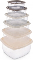 Sæt madbeholdere med låg, 6 stk.