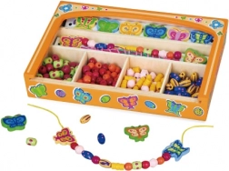 Træsæt med perler til snorning