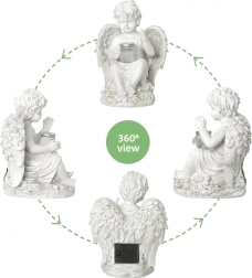 Solcelledrevet englefigur med LED-lys 18 cm