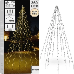 Julekædebelysning 360 LED til mast