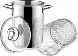 Rustfri stålkasserolle til asparges og pasta med kurv og glaslåg ANETT 16 cm, 4,2 l