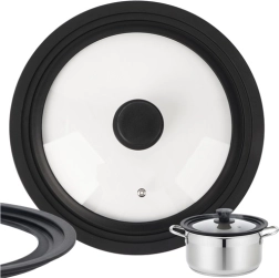 Universallåg i glas 3-i-1 RUHHY 24/26/28 cm med silikonekant