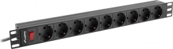 strømskinne Rack PDU 19 tommer 1U 16A 9xSchuko 3m sort