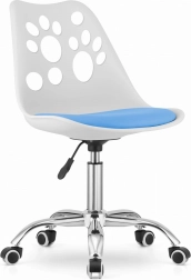 Moderne kontorstol hvid og blå med kromfod