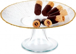 Glas kagefad med guldkant 21 cm