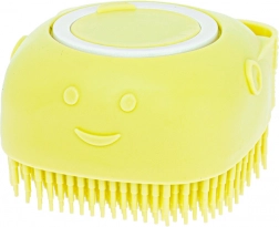 Silikone badebørste til hunde og katte med dispenser – gul