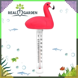 Flydende pooltermometer flamingo med snor