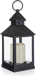 Solcelledrevet LED-lanterne sort 10 × 10 × 23 cm