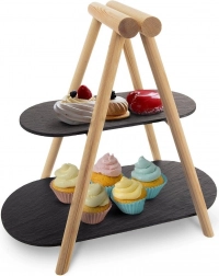 Tos-etagers serveringsetage i skifer og træ 41 × 24 × 38,5 cm