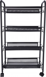 Badeværelses- og køkkenreol med fire rummelige hylder - sort