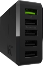 Vægoplader GREENCELL ChargeSource 5, 52 W, 5× USB med hurtigopladning