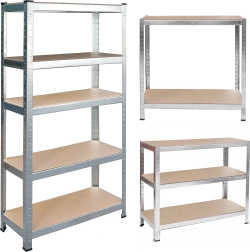 Metalreol 150 × 75 × 30 cm Humberg, 5 hylder, galvaniseret, skruefri