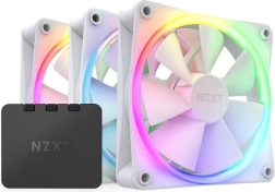 Sæt med 3 NZXT F120 RGB-blæsere med controller – hvid