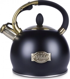 sort rustfri stål-kedel med fløjte 3 l