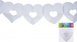 Guirlande hvid hjerter 3 m