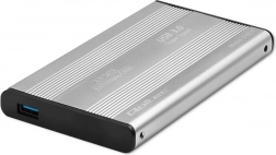 Aluminium ekstern boks til 2,5" SSD/HDD SATA, USB 3.0, sølvfarvet