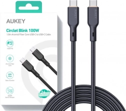 Sort USB-C til USB-C-kabel 1,8 m med 100 W fra Aukey