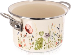Emaljeret gryde, cremefarvet med valmue-motiv 18 cm, 2 l