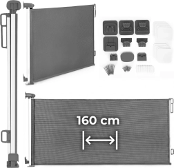 Udtrækkelig sikkerhedsbarriere 160 cm til trapper og døre, grå ecotoys