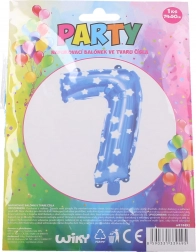 Oppustelig ballon tal 7 – blå med stjerner (74 × 50 cm)